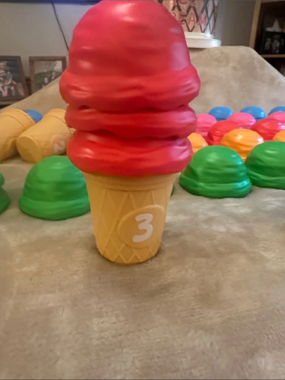 Stackable Colorful Counting Ice Cream Cups - Pink, Blue, Red, Orange, Green